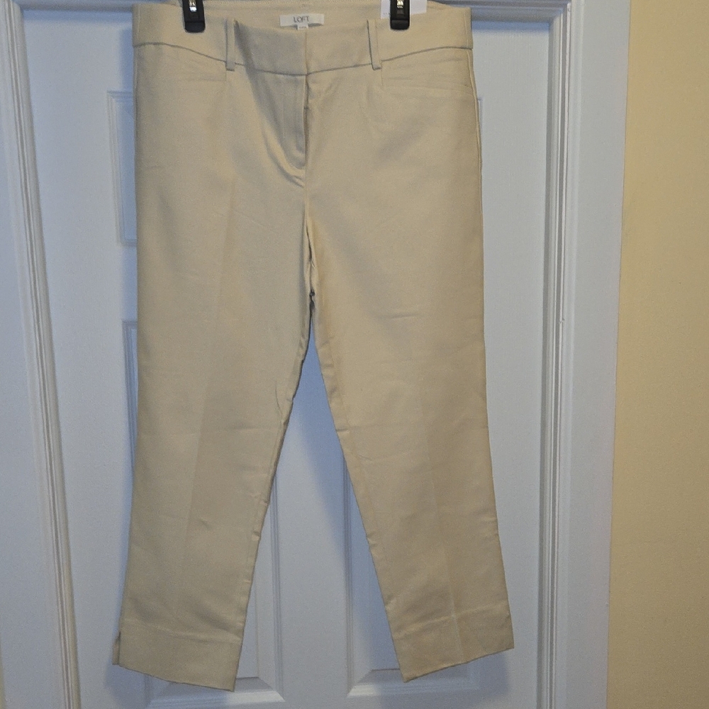 LOFT Cream Cropped Trousers